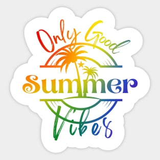 Good Summer Vibes Only Tie Dye Palm Trees Sunset Sticker